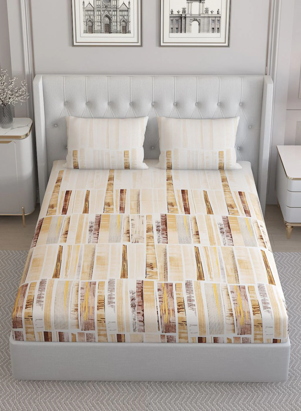 140TC Pure Cotton King Bedsheet with 2 Pillow Covers - Image 3