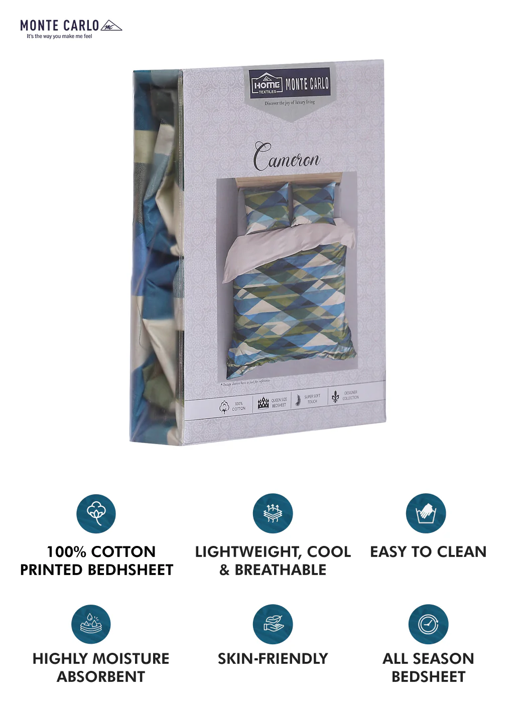 140TC Pure Cotton Queen Bedsheet with 2 Pillow Covers - Image 9