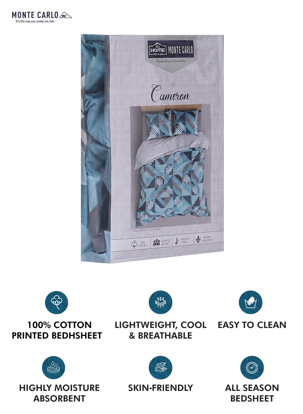 140TC Pure Cotton Queen Bedsheet with 2 Pillow Covers - Image 10