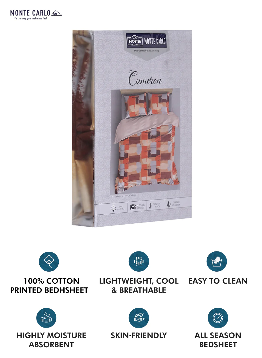 140TC Pure Cotton Queen Bedsheet with 2 Pillow Covers - Image 9