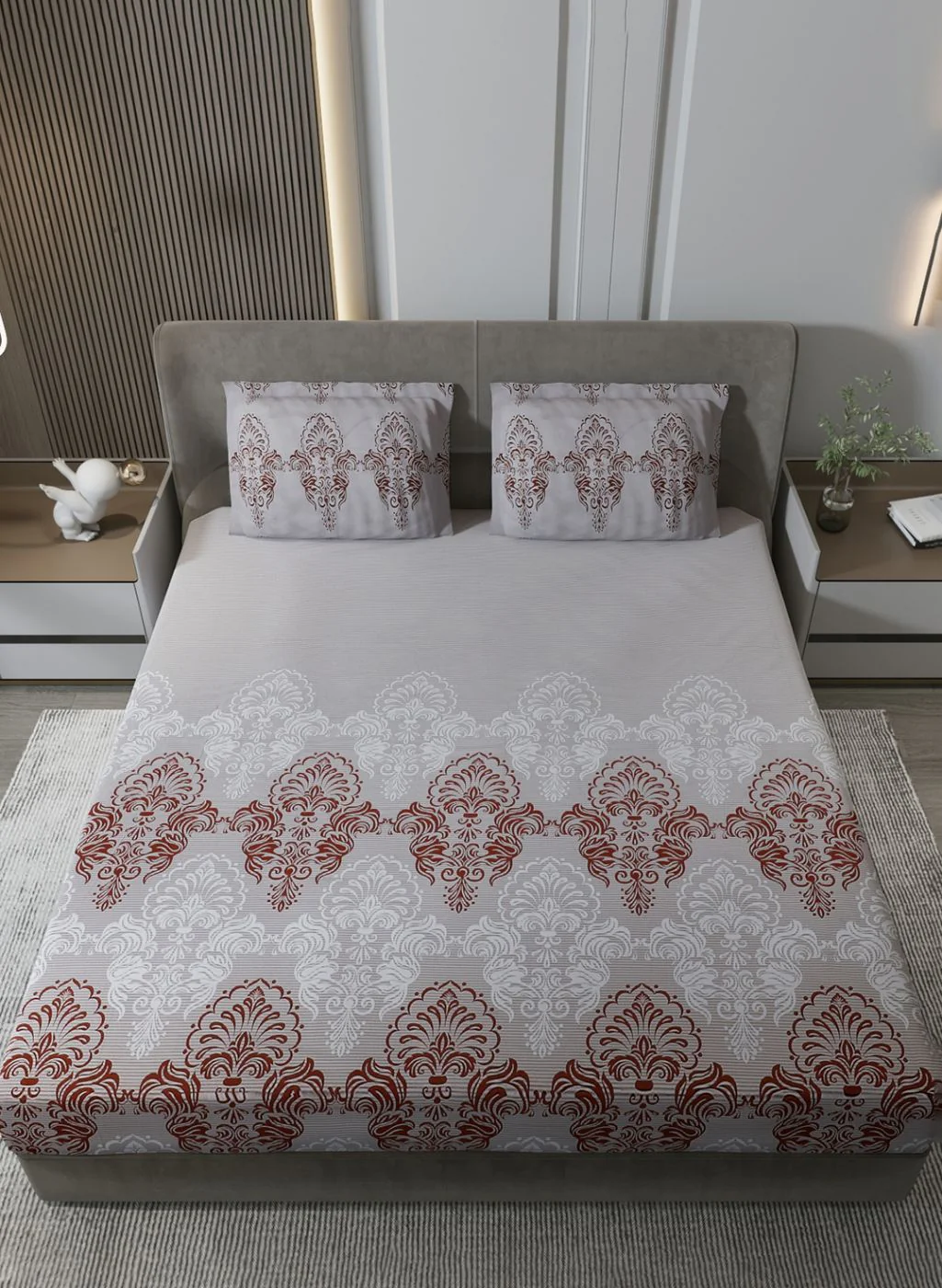 144TC Pure Cotton King Bedsheet with 2 Pillow Covers - Image 3