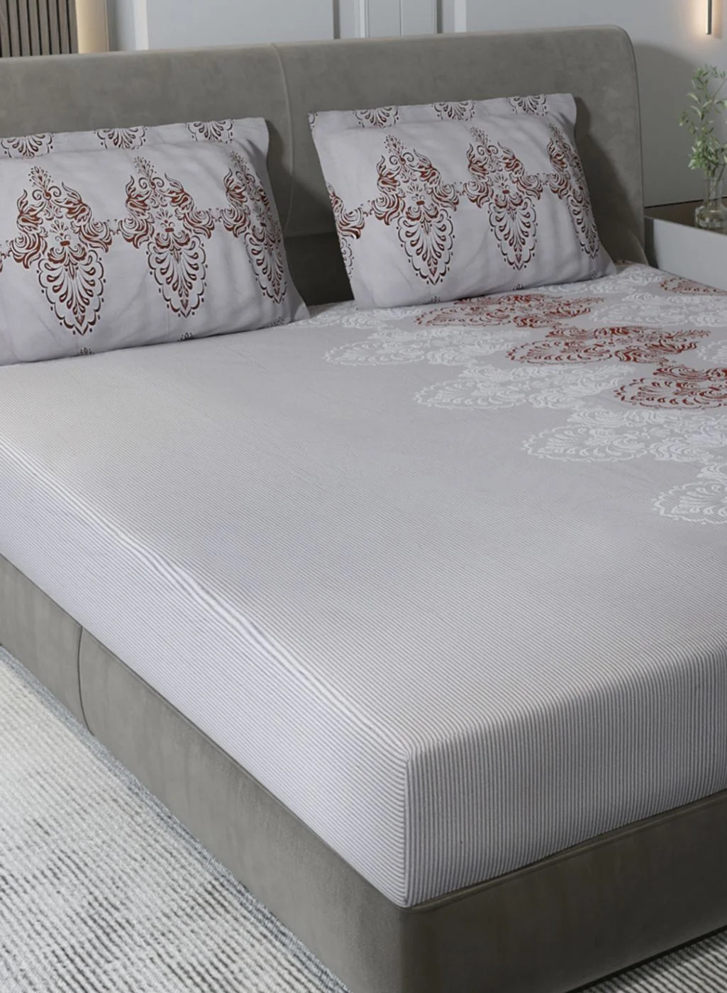 144TC Pure Cotton King Bedsheet with 2 Pillow Covers - Image 4