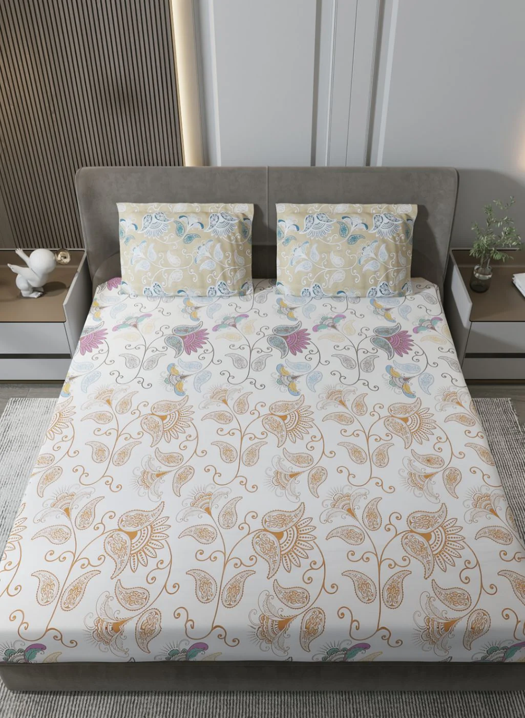 144TC Pure Cotton King Bedsheet with 2 Pillow Covers - Image 3