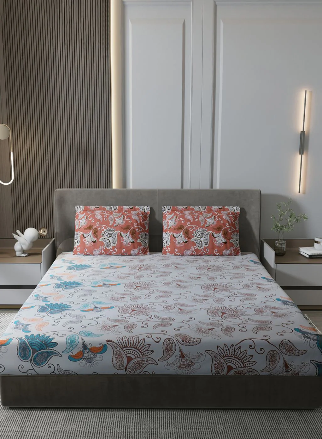 144TC Pure Cotton King Bedsheet with 2 Pillow Covers - Image 2