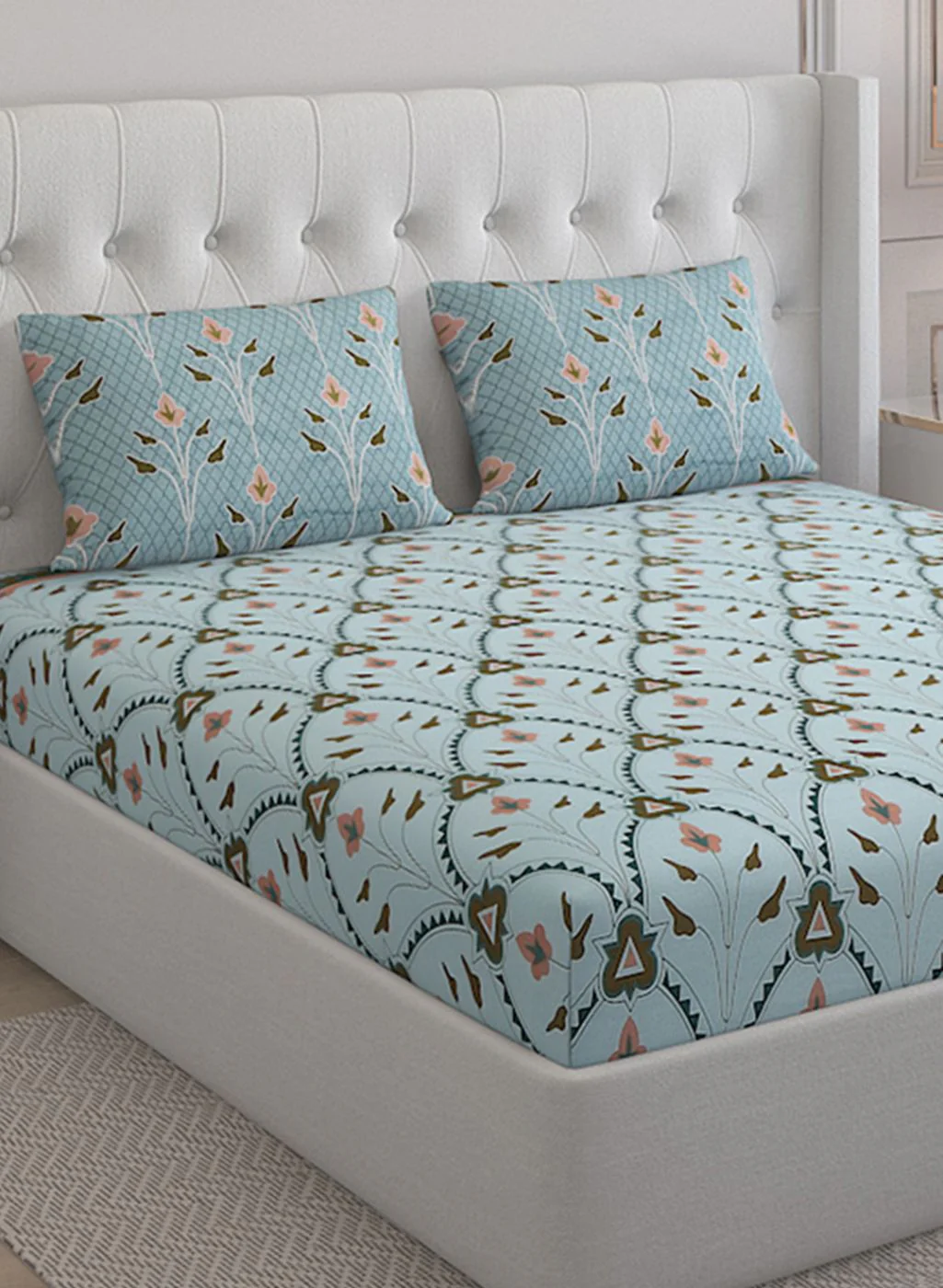 144TC Pure Cotton King Bedsheet with 2 Pillow Covers - Image 4