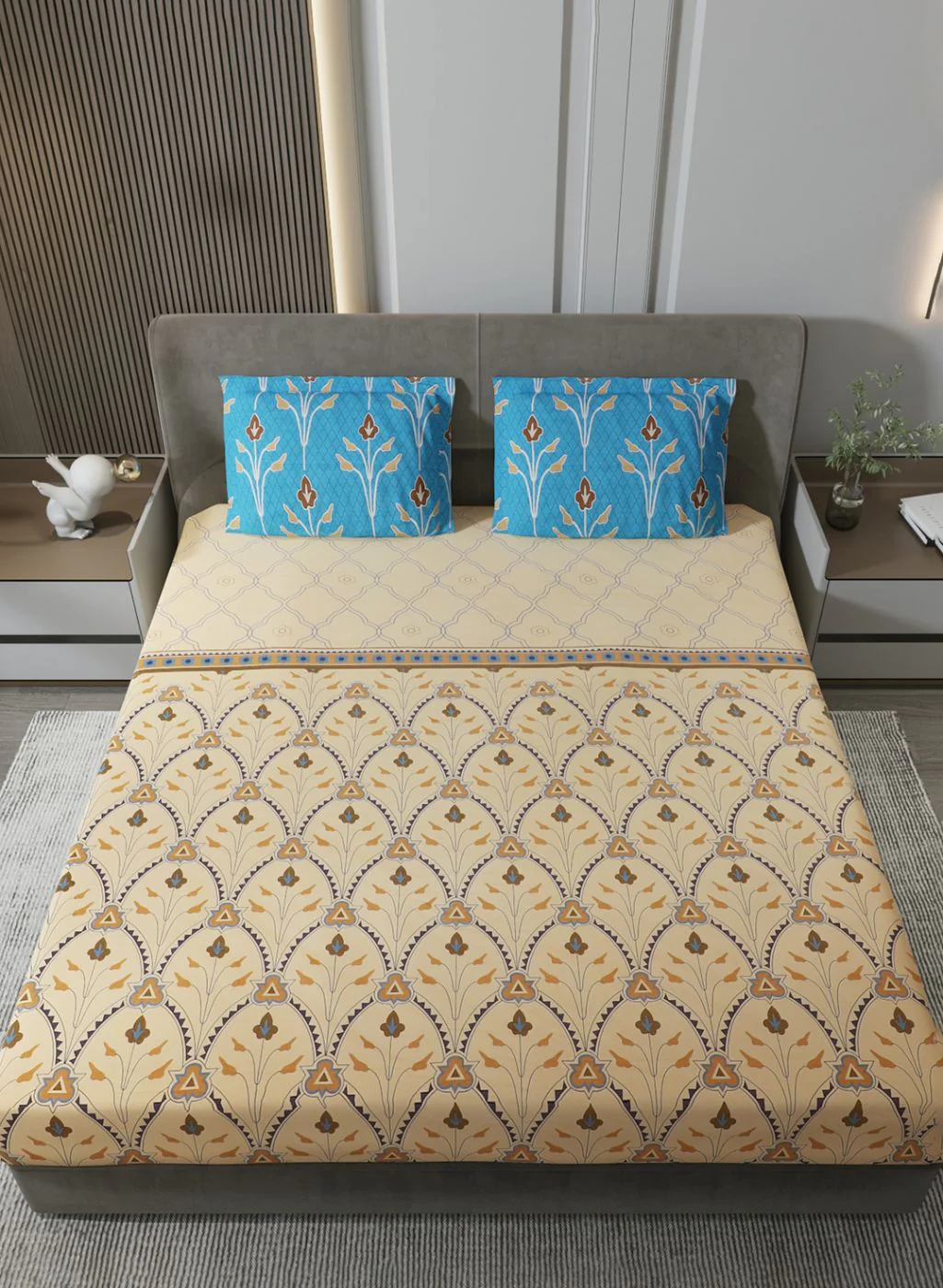 144TC Pure Cotton King Bedsheet with 2 Pillow Covers - Image 3