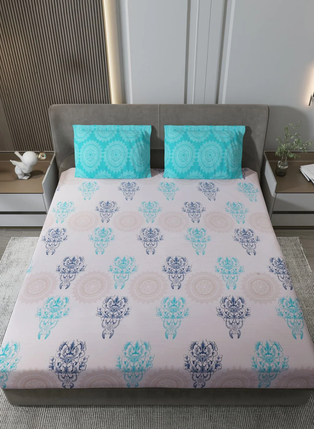144TC Pure Cotton King Bedsheet with 2 Pillow Covers - Image 4