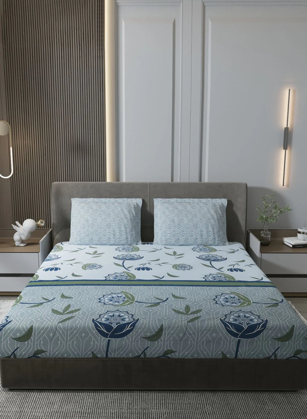 144TC Pure Cotton King Bedsheet with 2 Pillow Covers - Image 2