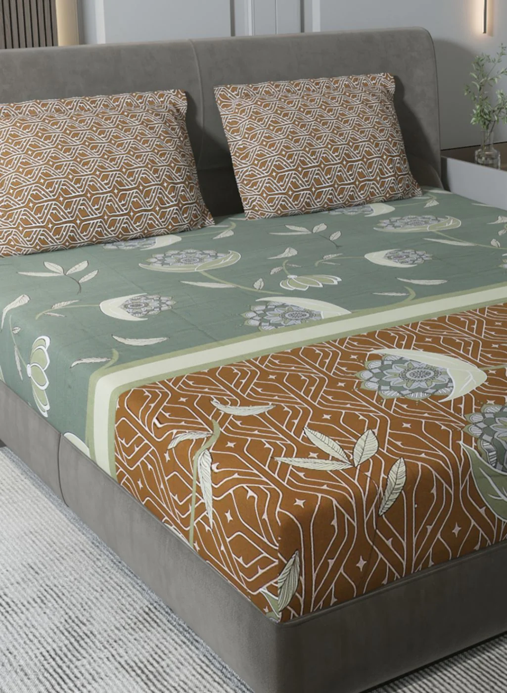 144TC Pure Cotton King Bedsheet with 2 Pillow Covers - Image 4
