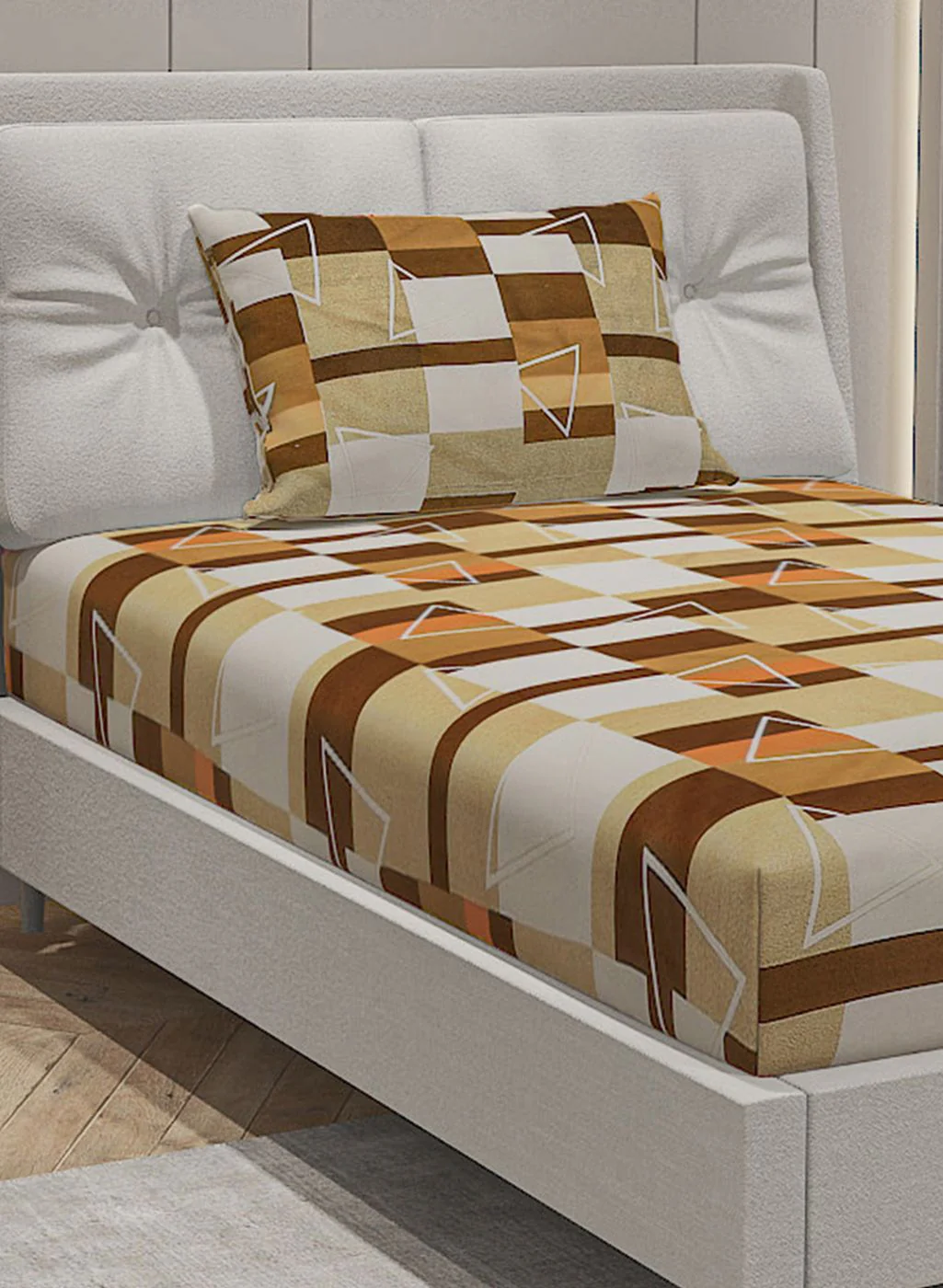 144TC Pure Cotton Single Bedsheet with 1 Pillow Covers - Image 4