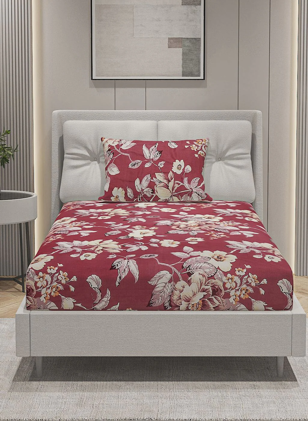 144TC Pure Cotton Single Bedsheet with 1 Pillow Covers - Image 2