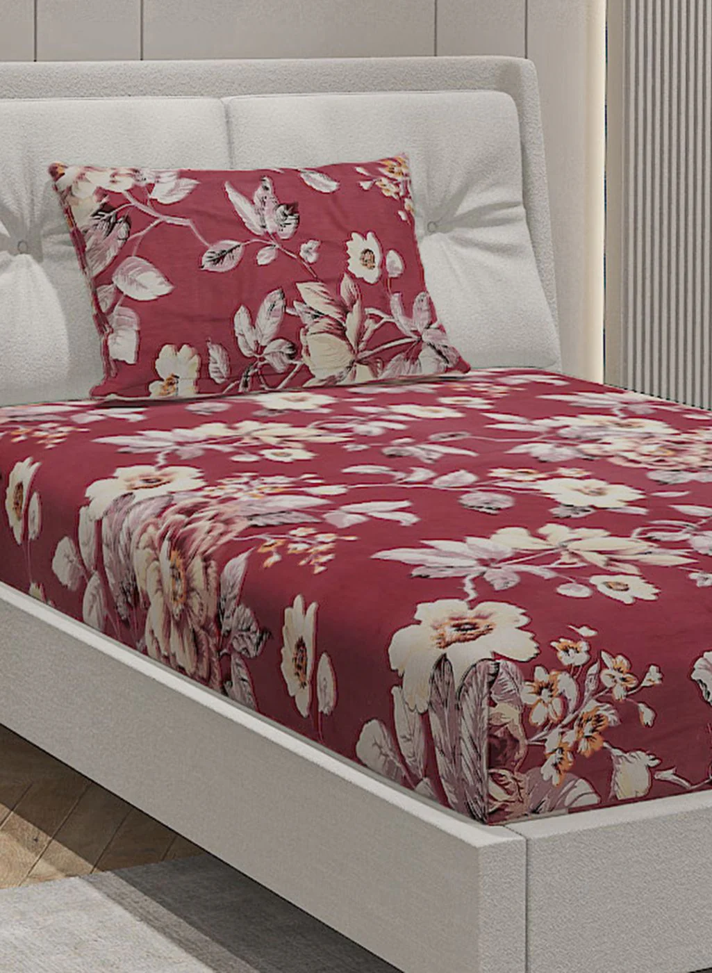 144TC Pure Cotton Single Bedsheet with 1 Pillow Covers - Image 4