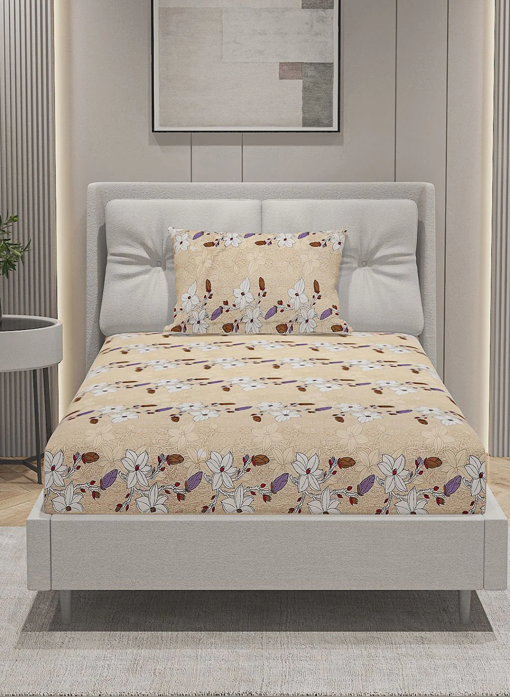 144TC Pure Cotton Single Bedsheet with 1 Pillow Covers - Image 2