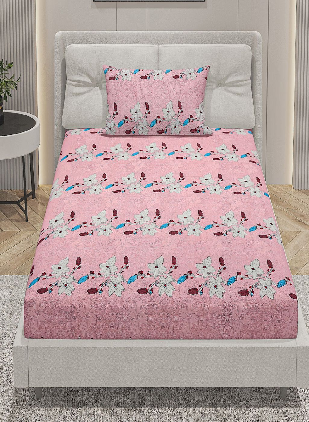144TC Pure Cotton Single Bedsheet with 1 Pillow Covers - Image 3