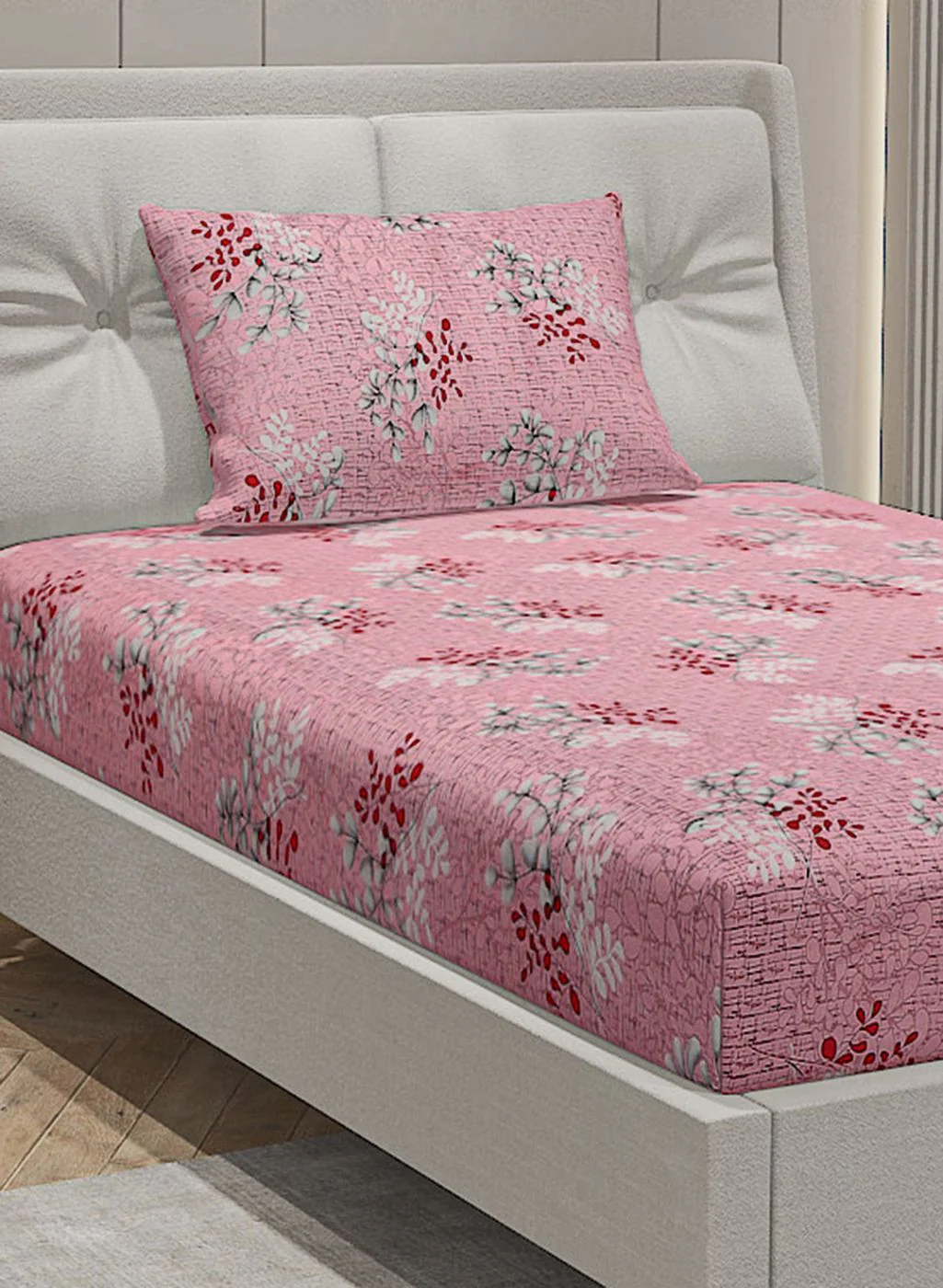 144TC Pure Cotton Single Bedsheet with 1 Pillow Covers - Image 4