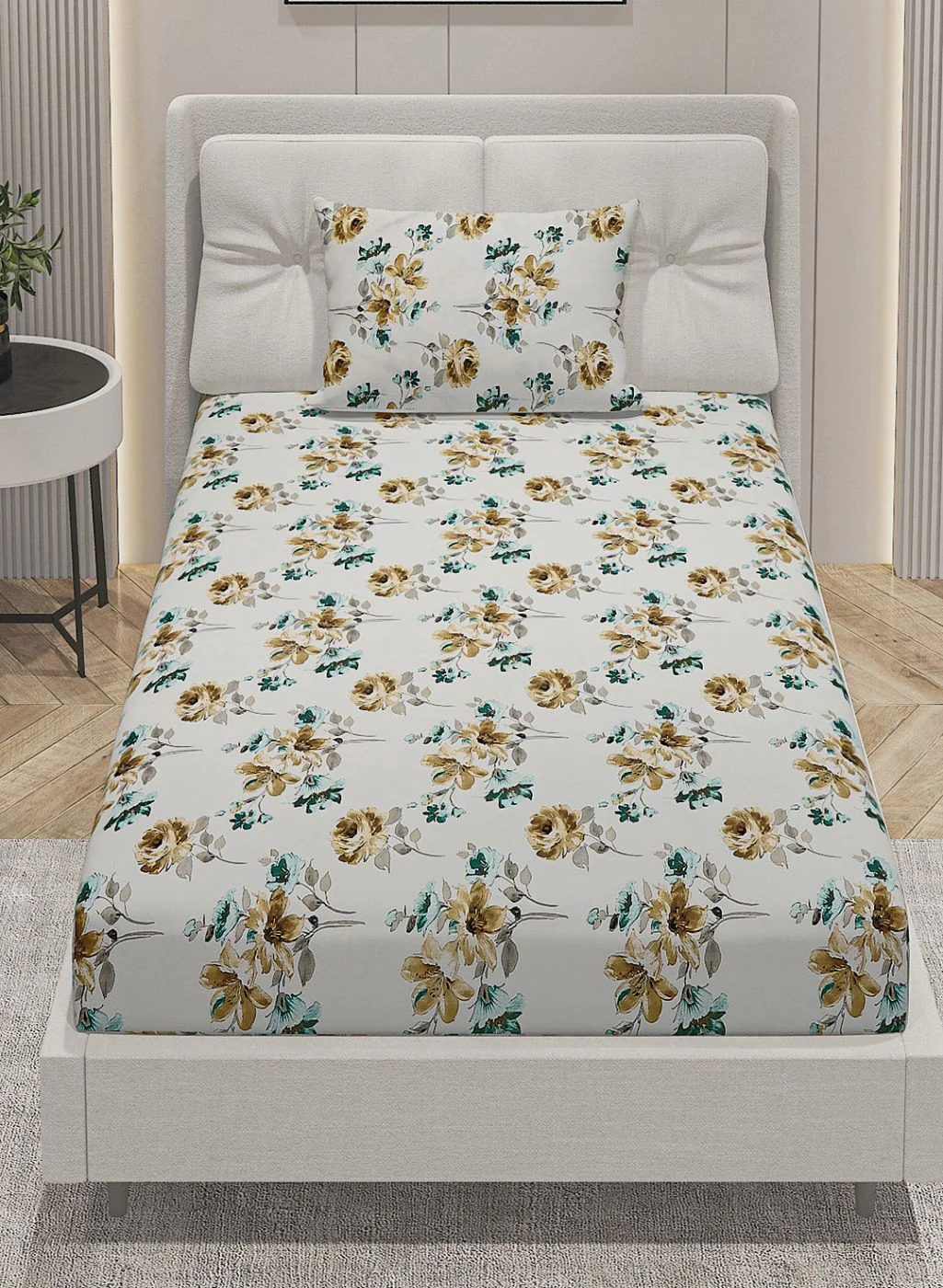 144TC Pure Cotton Single Bedsheet with 1 Pillow Covers - Image 3