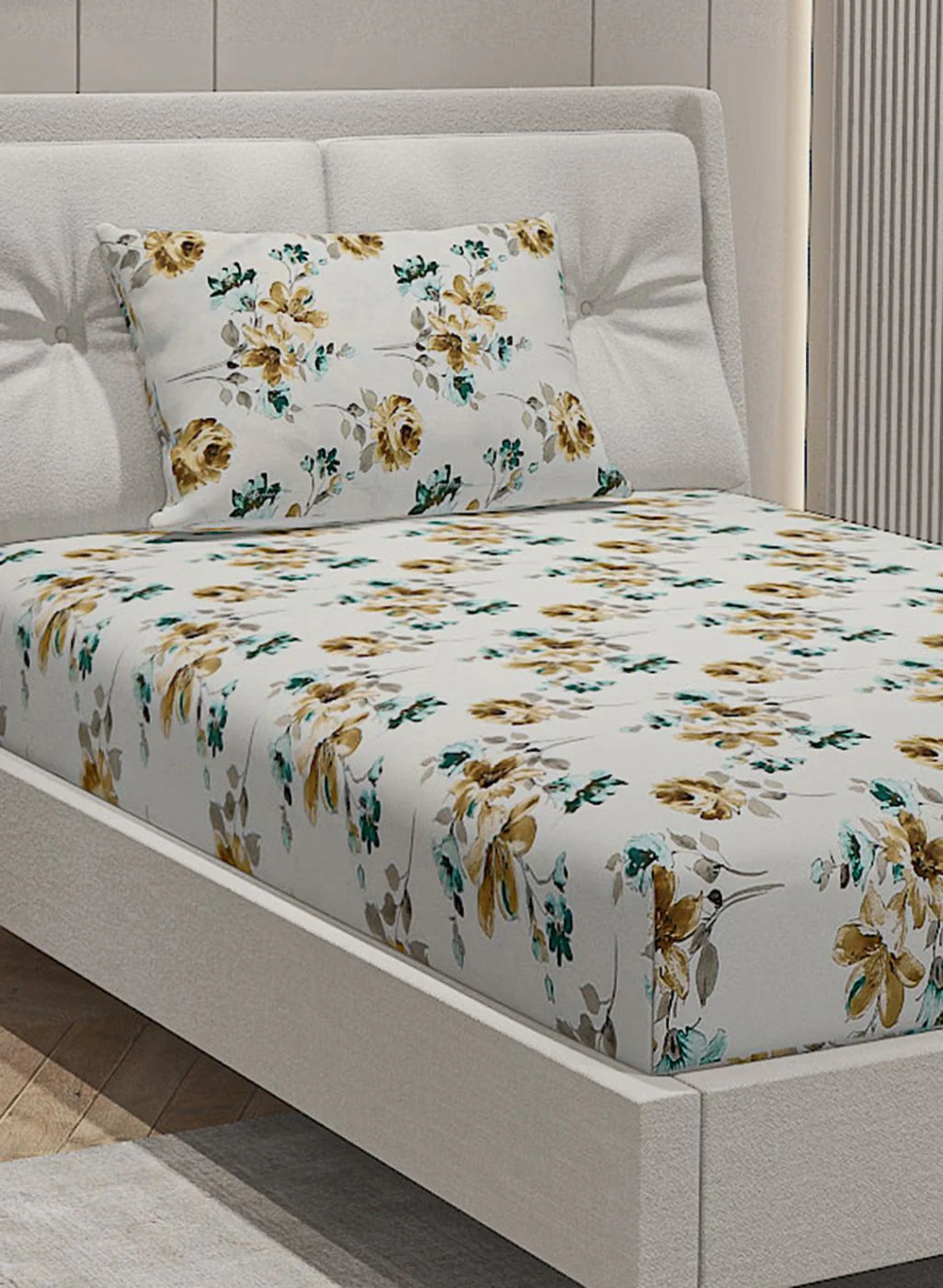144TC Pure Cotton Single Bedsheet with 1 Pillow Covers - Image 4