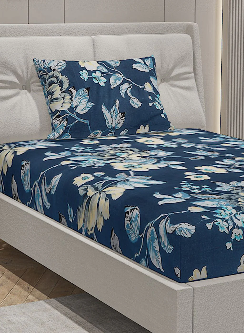 144TC Pure Cotton Single Bedsheet with 1 Pillow Covers - Image 4