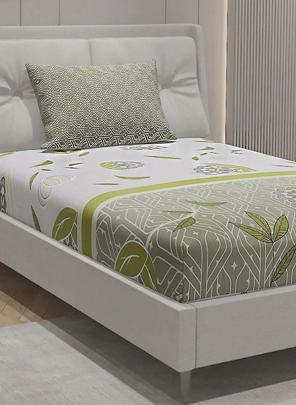 144TC Pure Cotton Single Bedsheet with 1 Pillow Covers - Image 4
