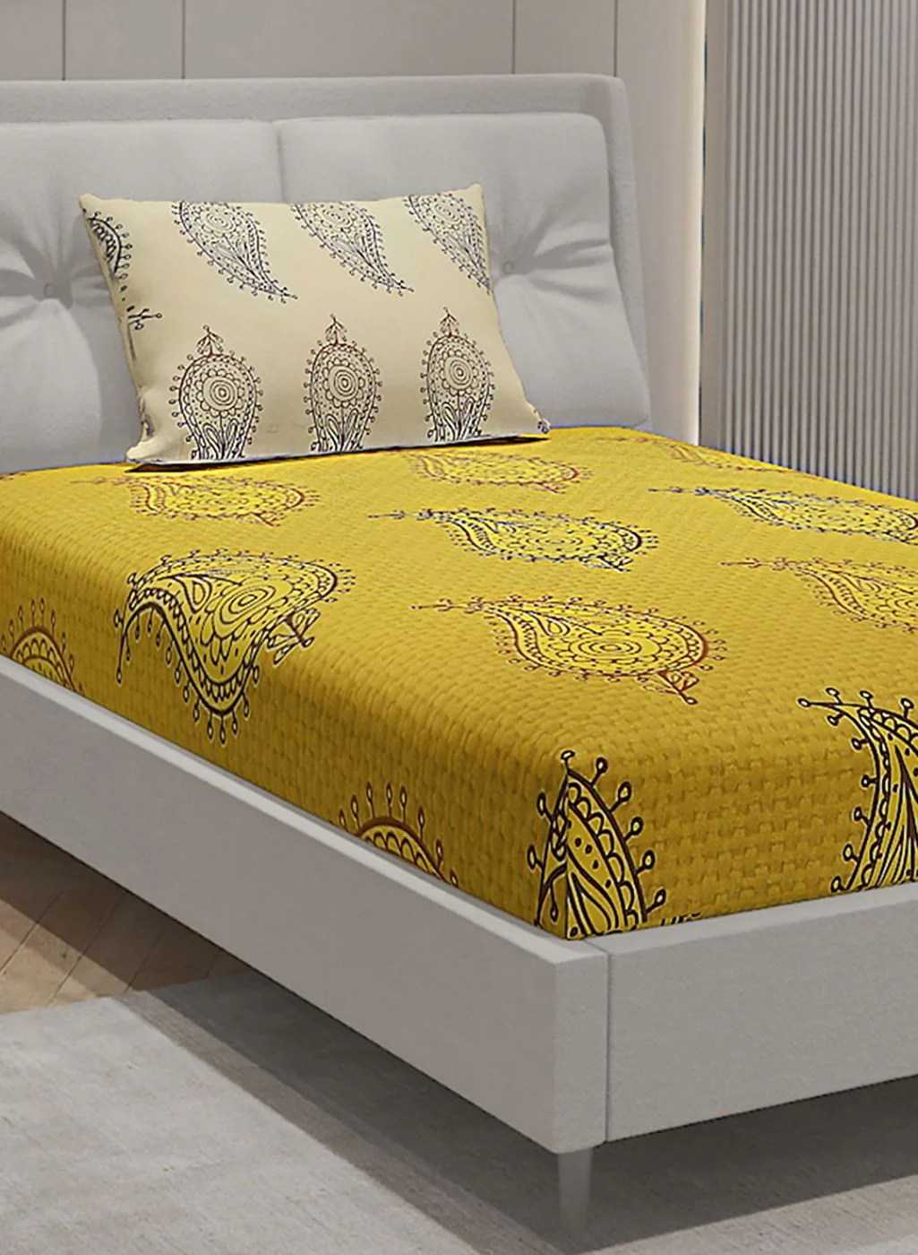 144TC Pure Cotton Single Bedsheet with 1 Pillow Covers - Image 4