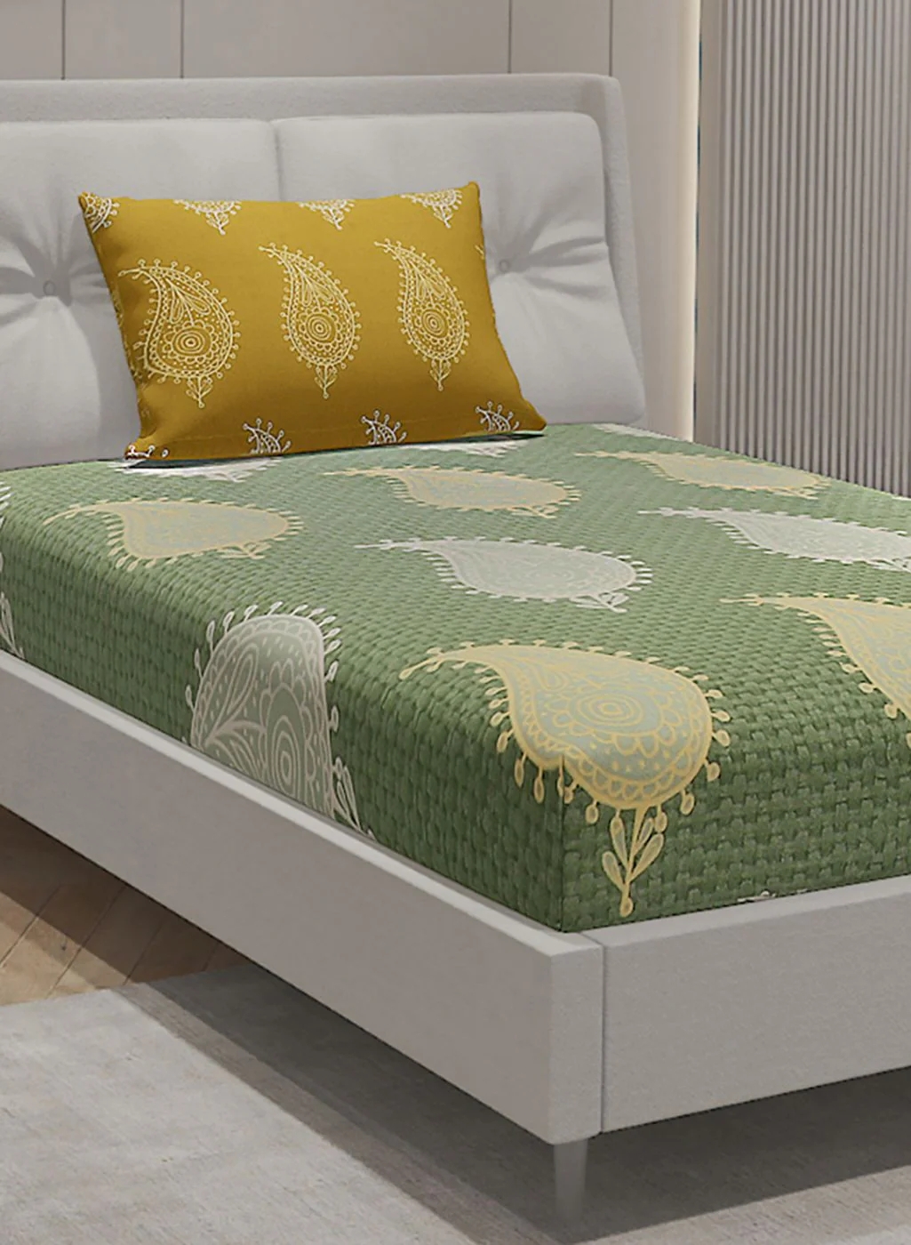 144TC Pure Cotton Single Bedsheet with 1 Pillow Covers - Image 4