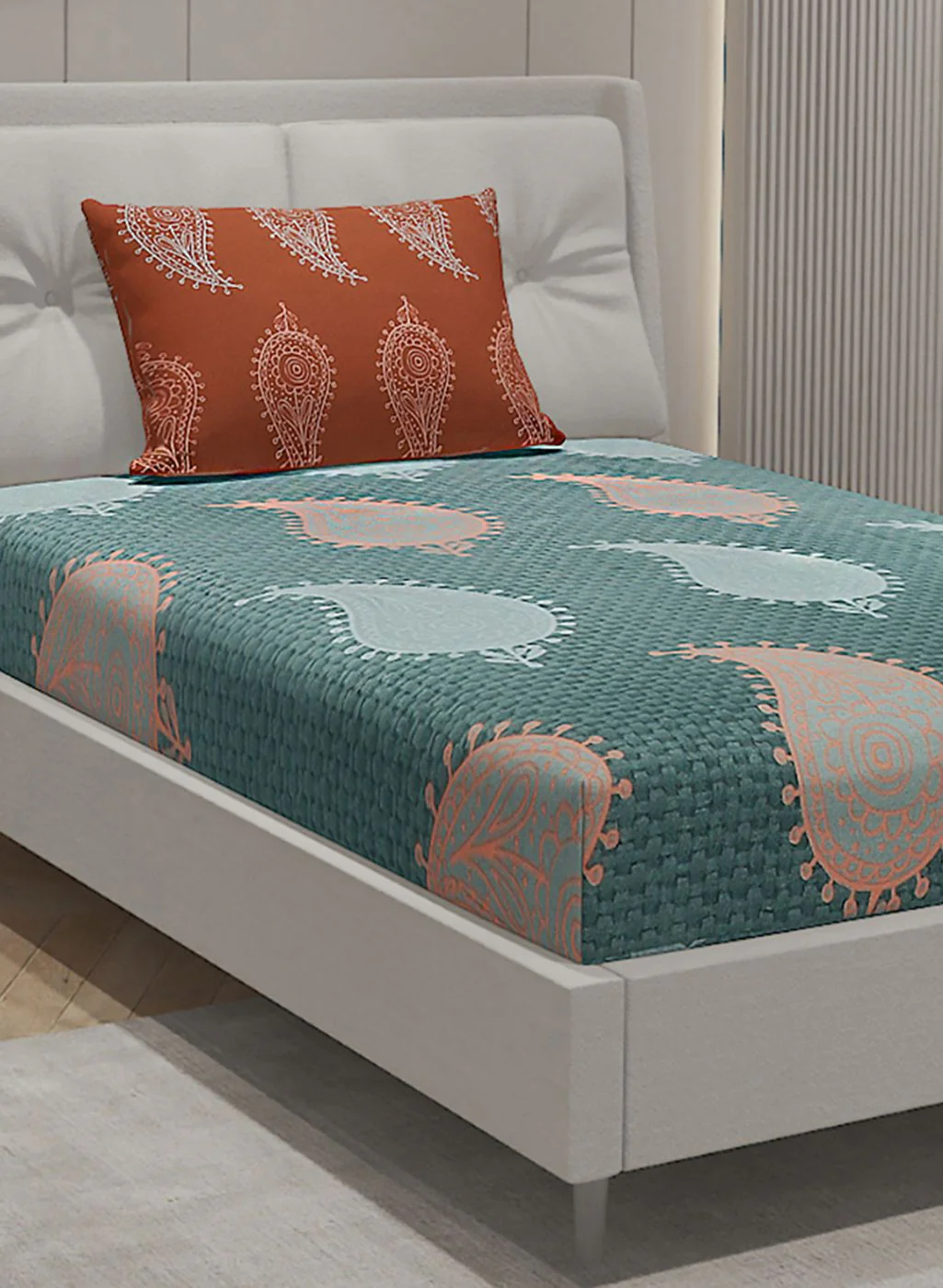 144TC Pure Cotton Single Bedsheet with 1 Pillow Covers - Image 4
