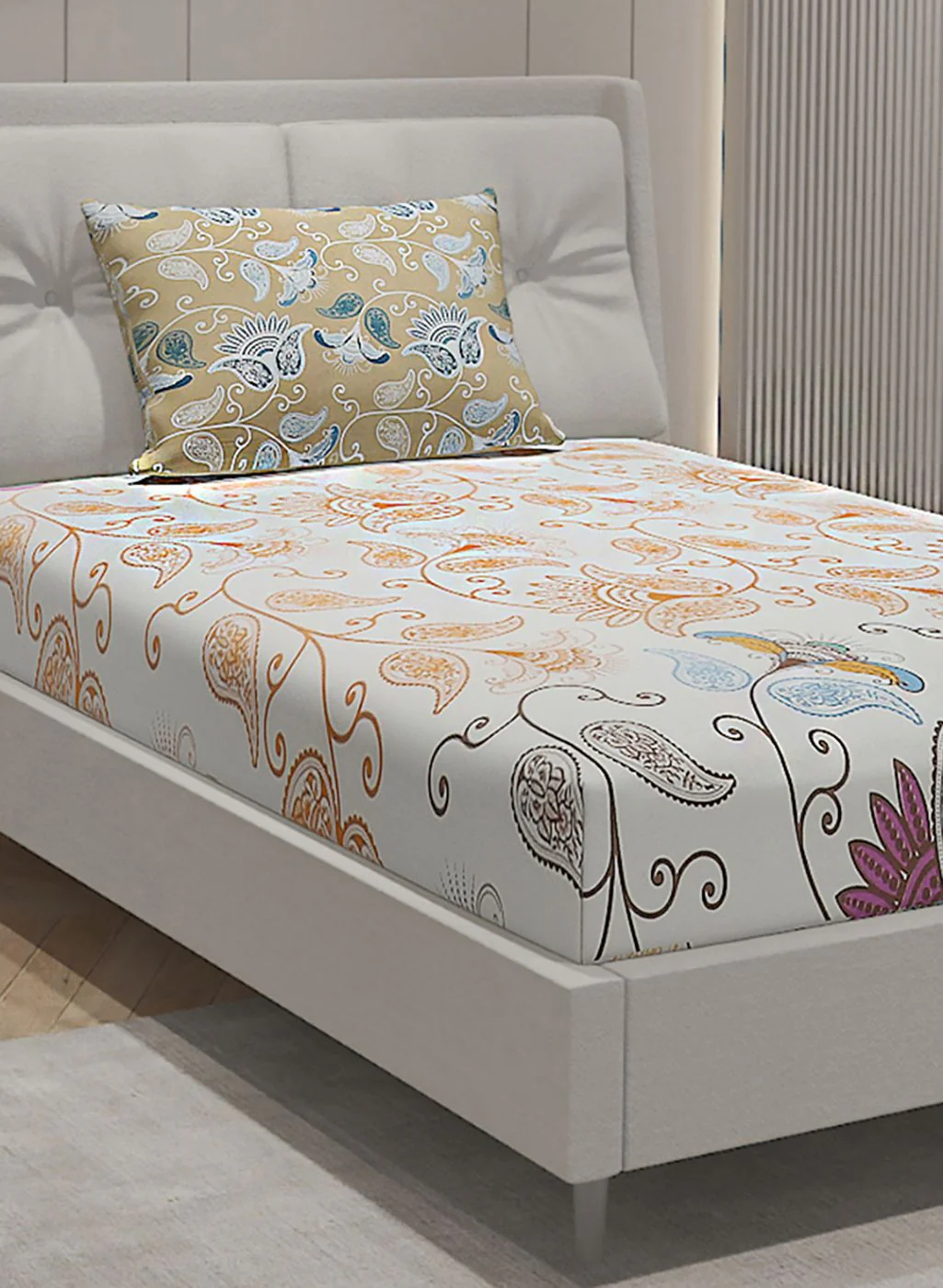 144TC Pure Cotton Single Bedsheet with 1 Pillow Covers - Image 4
