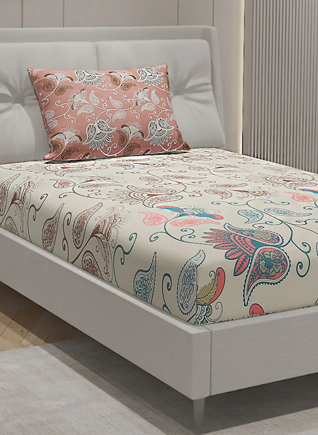 144TC Pure Cotton Single Bedsheet with 1 Pillow Covers - Image 4