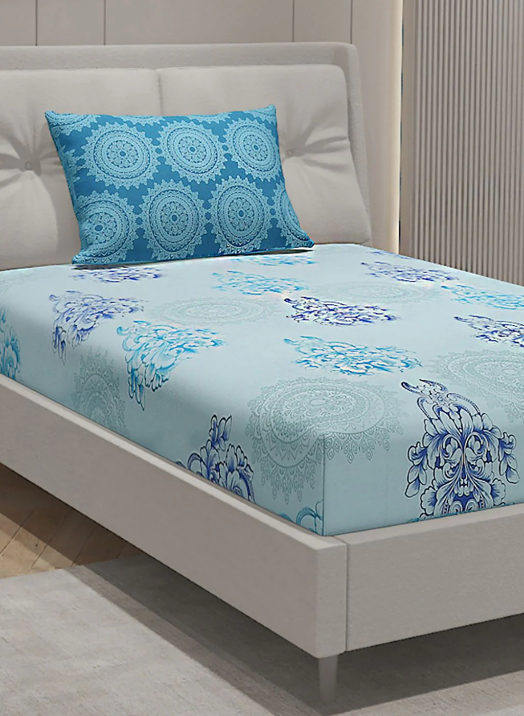 144TC Pure Cotton Single Bedsheet with 1 Pillow Covers - Image 4