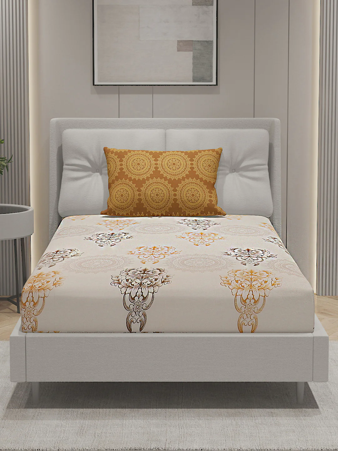 144TC Pure Cotton Single Bedsheet with 2 Pillow Covers - Image 3
