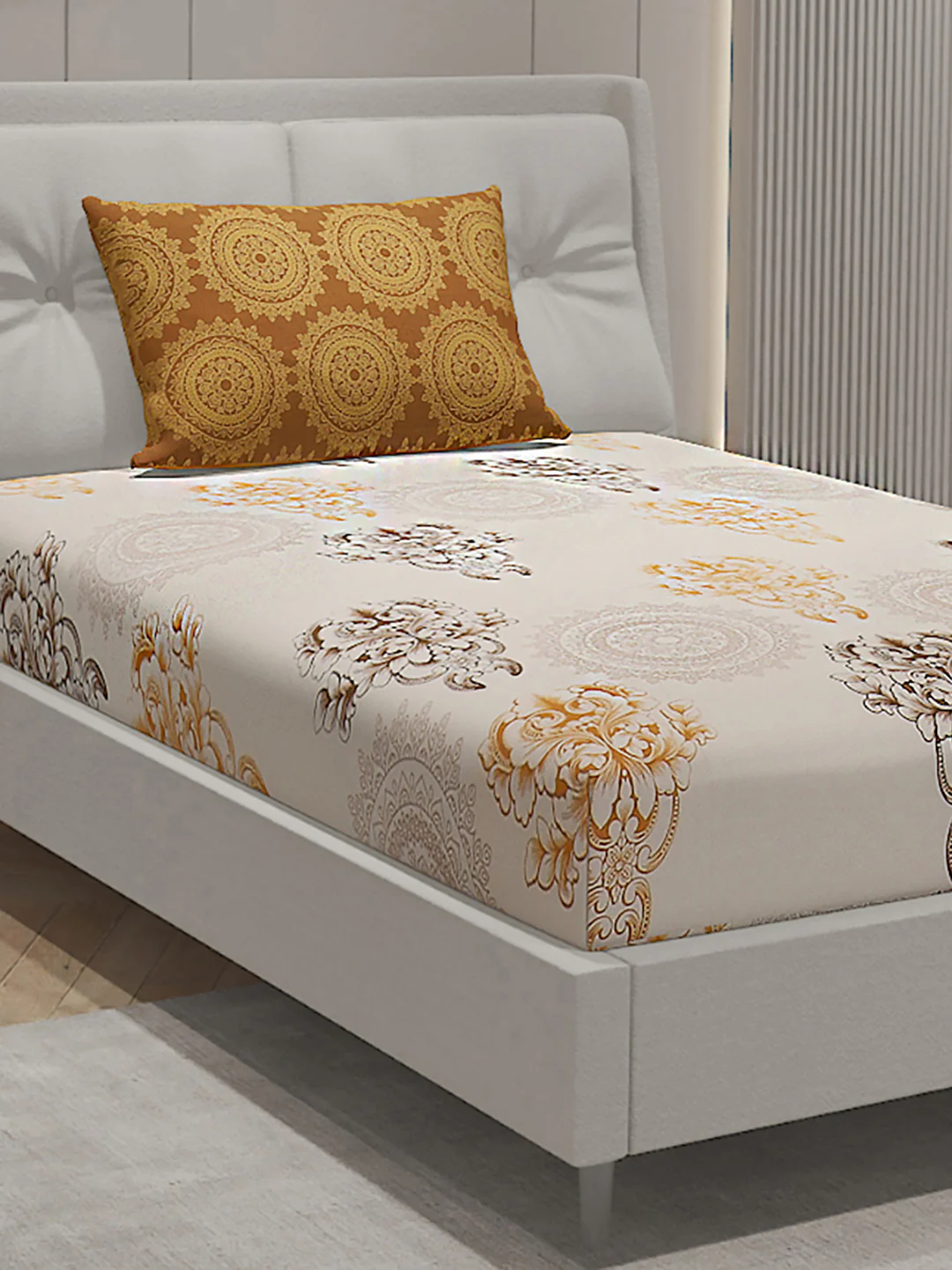 144TC Pure Cotton Single Bedsheet with 2 Pillow Covers - Image 4