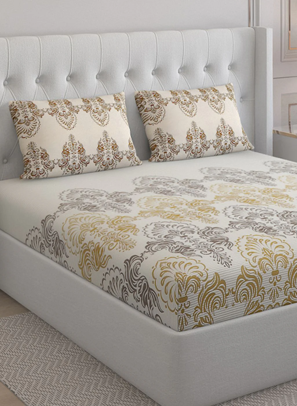 144TC Pure Cotton Single Bedsheet with 2 Pillow Covers - Image 4