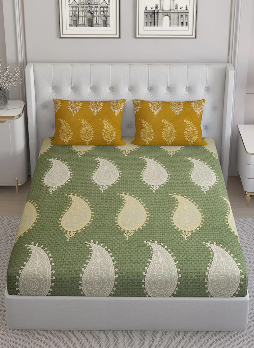 144TC Pure Cotton Single Bedsheet with 2 Pillow Covers - Image 3