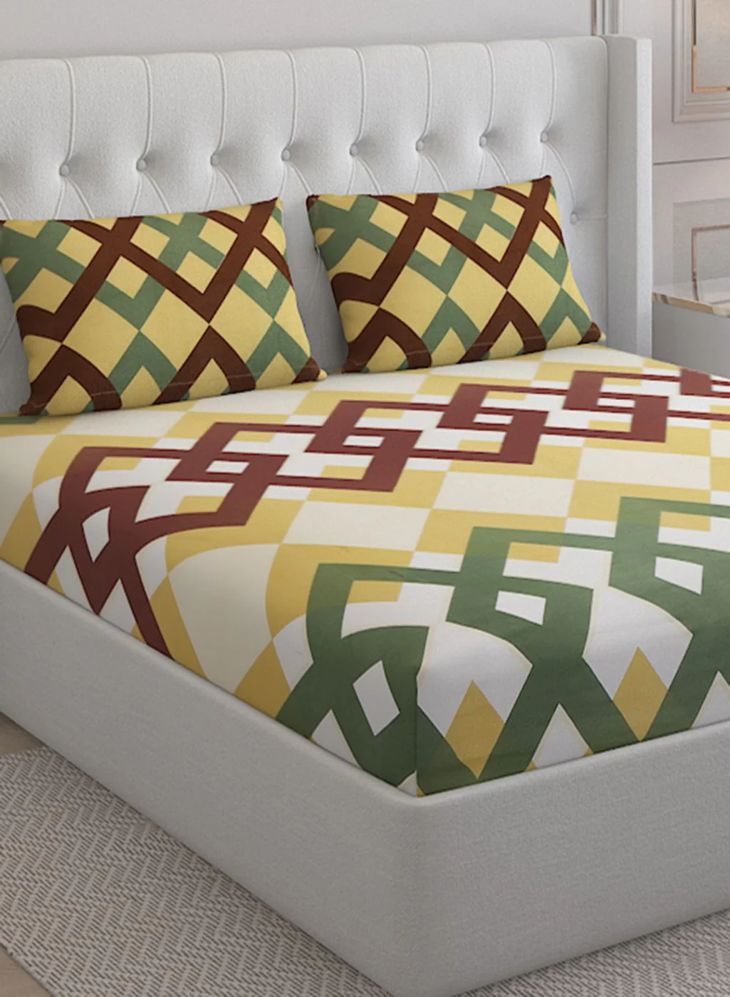 152TC Pure Cotton King Bedsheet with 2 Pillow Covers - Image 4