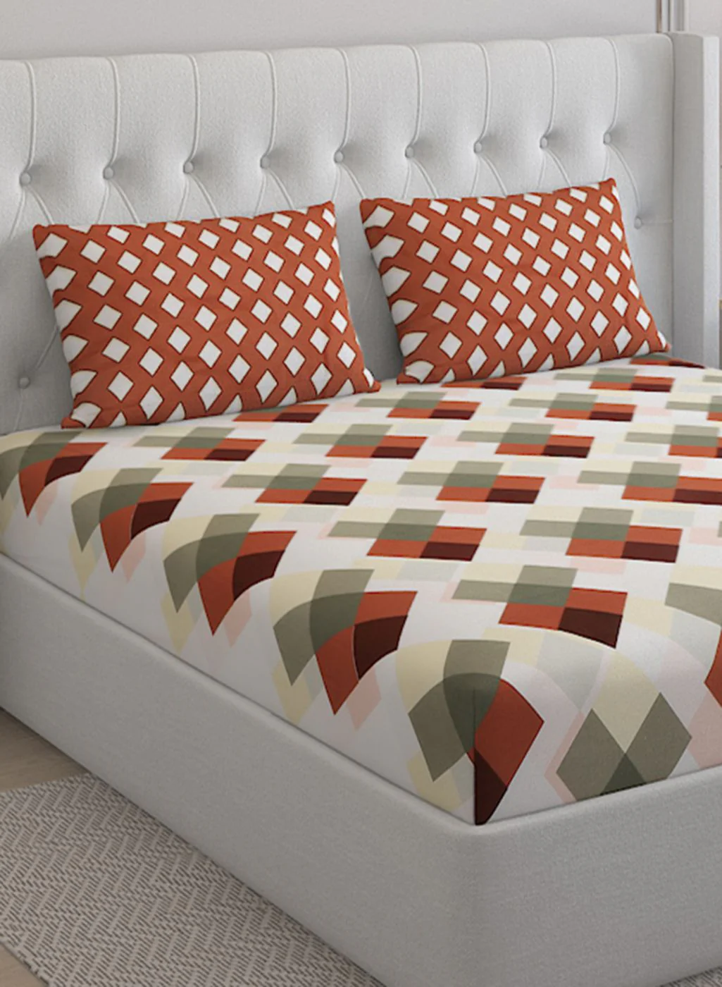 152TC Pure Cotton King Bedsheet with 2 Pillow Covers - Image 4