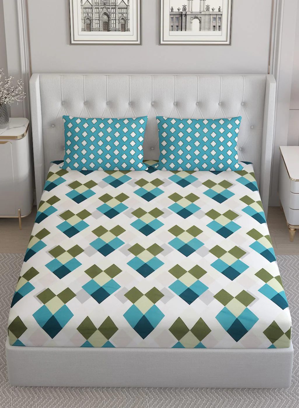 152TC Pure Cotton King Bedsheet with 2 Pillow Covers - Image 3