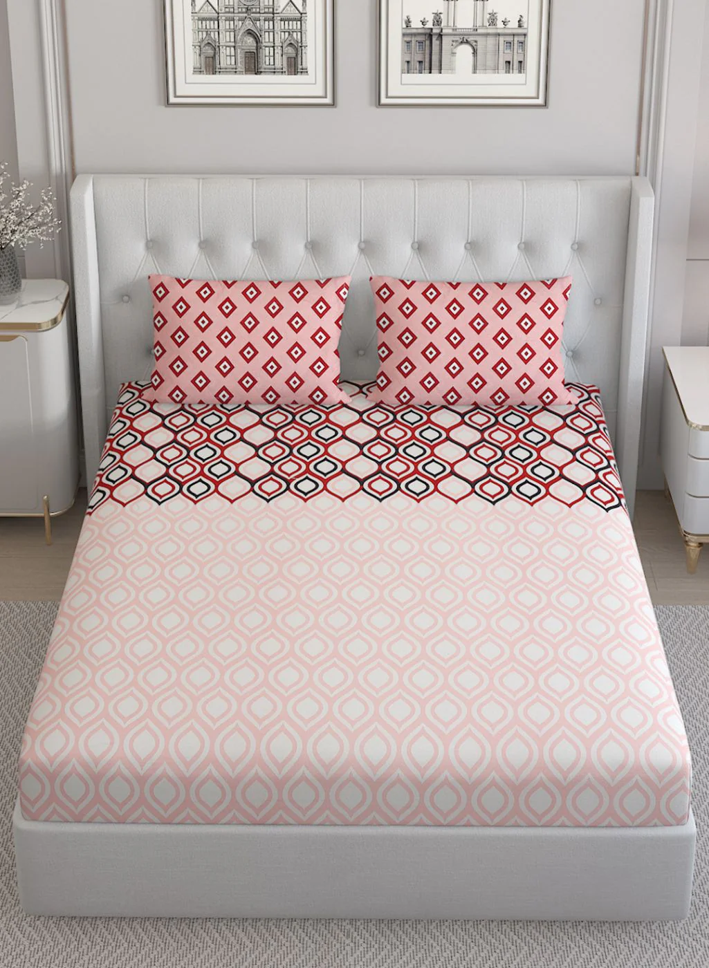 152TC Pure Cotton King Bedsheet with 2 Pillow Covers - Image 3