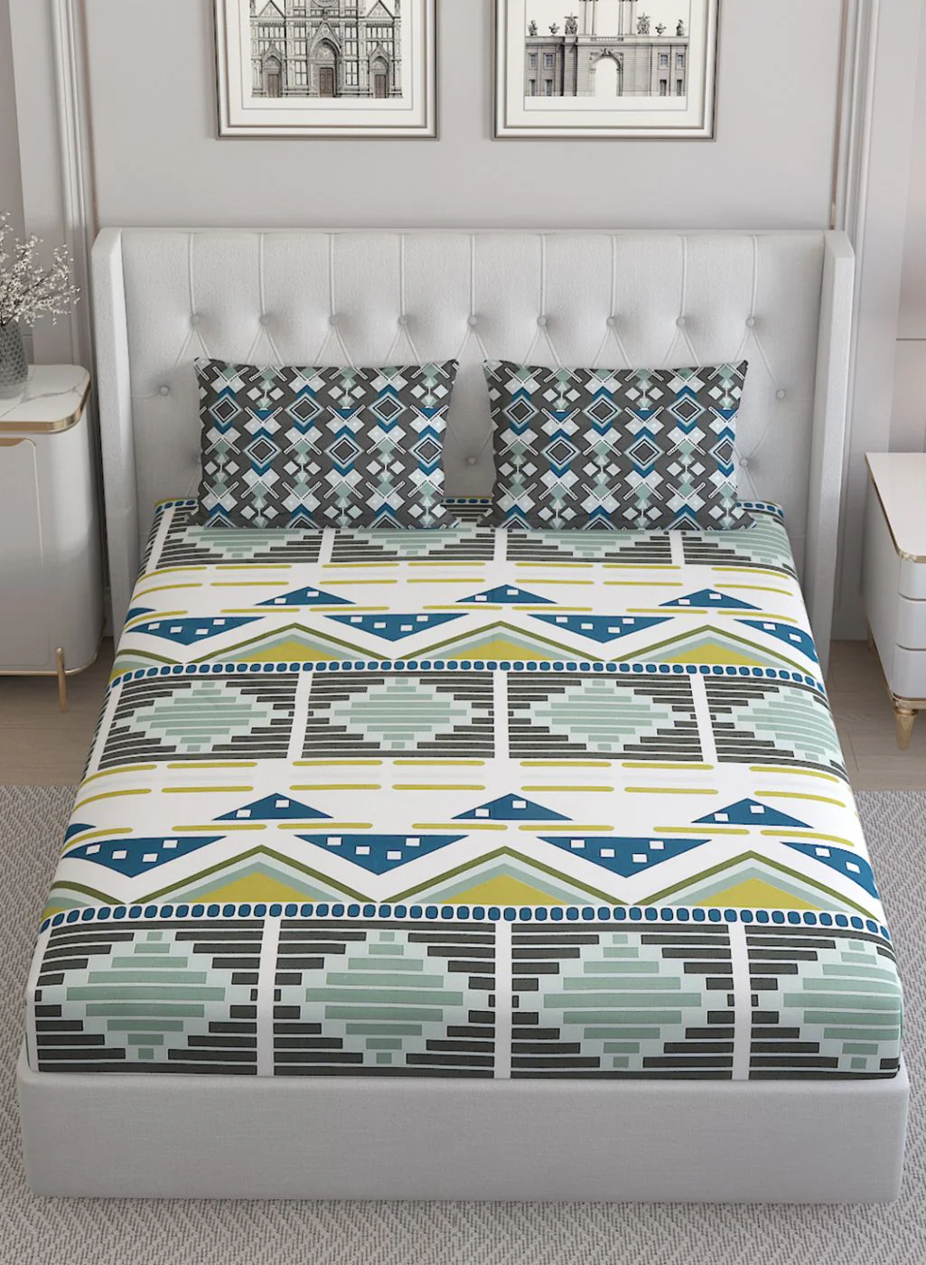 152TC Pure Cotton King Bedsheet with 2 Pillow Covers - Image 3