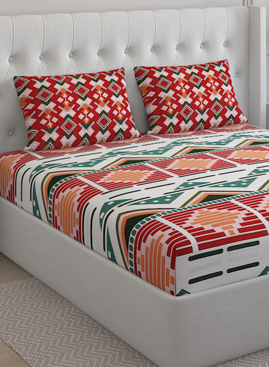 152TC Pure Cotton King Bedsheet with 2 Pillow Covers - Image 4