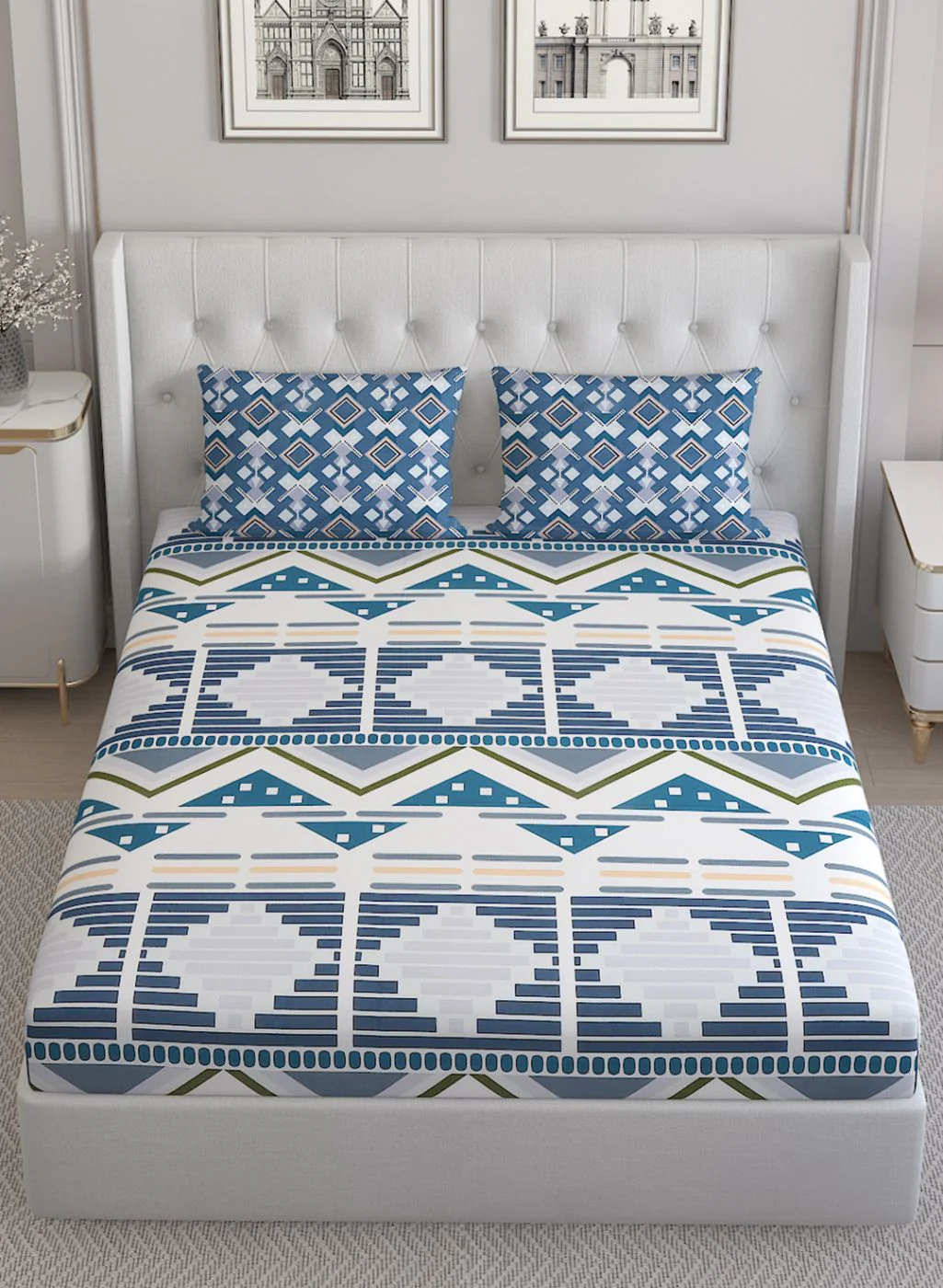 152TC Pure Cotton King Bedsheet with 2 Pillow Covers - Image 3
