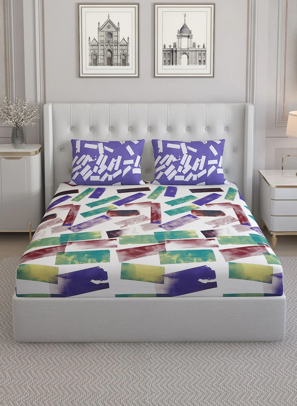 152TC Pure Cotton King Bedsheet with 2 Pillow Covers - Image 2