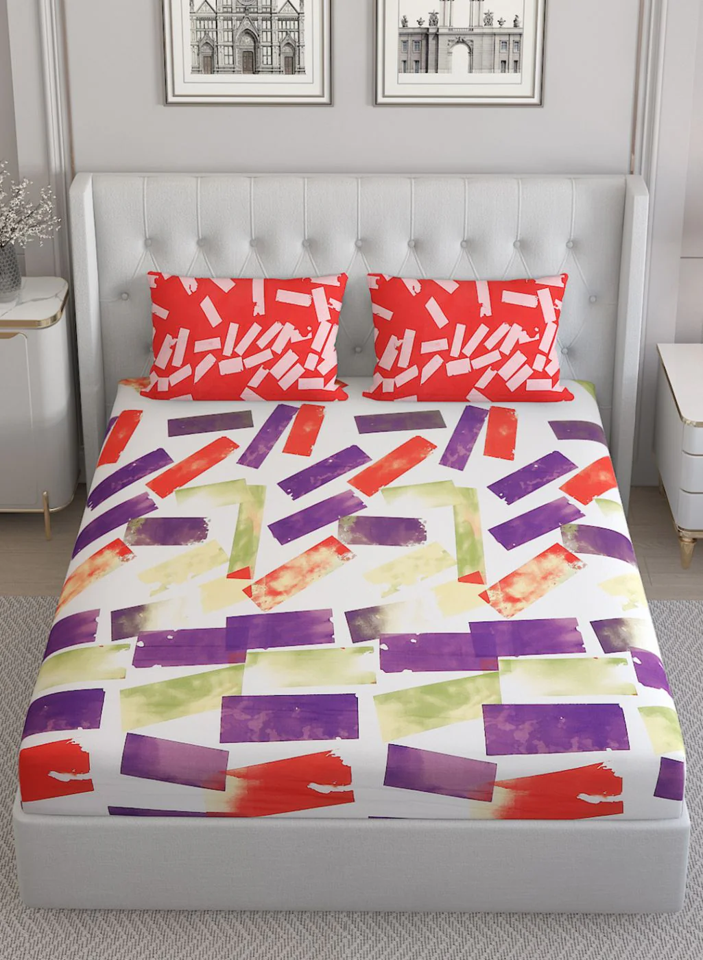 152TC Pure Cotton King Bedsheet with 2 Pillow Covers - Image 3