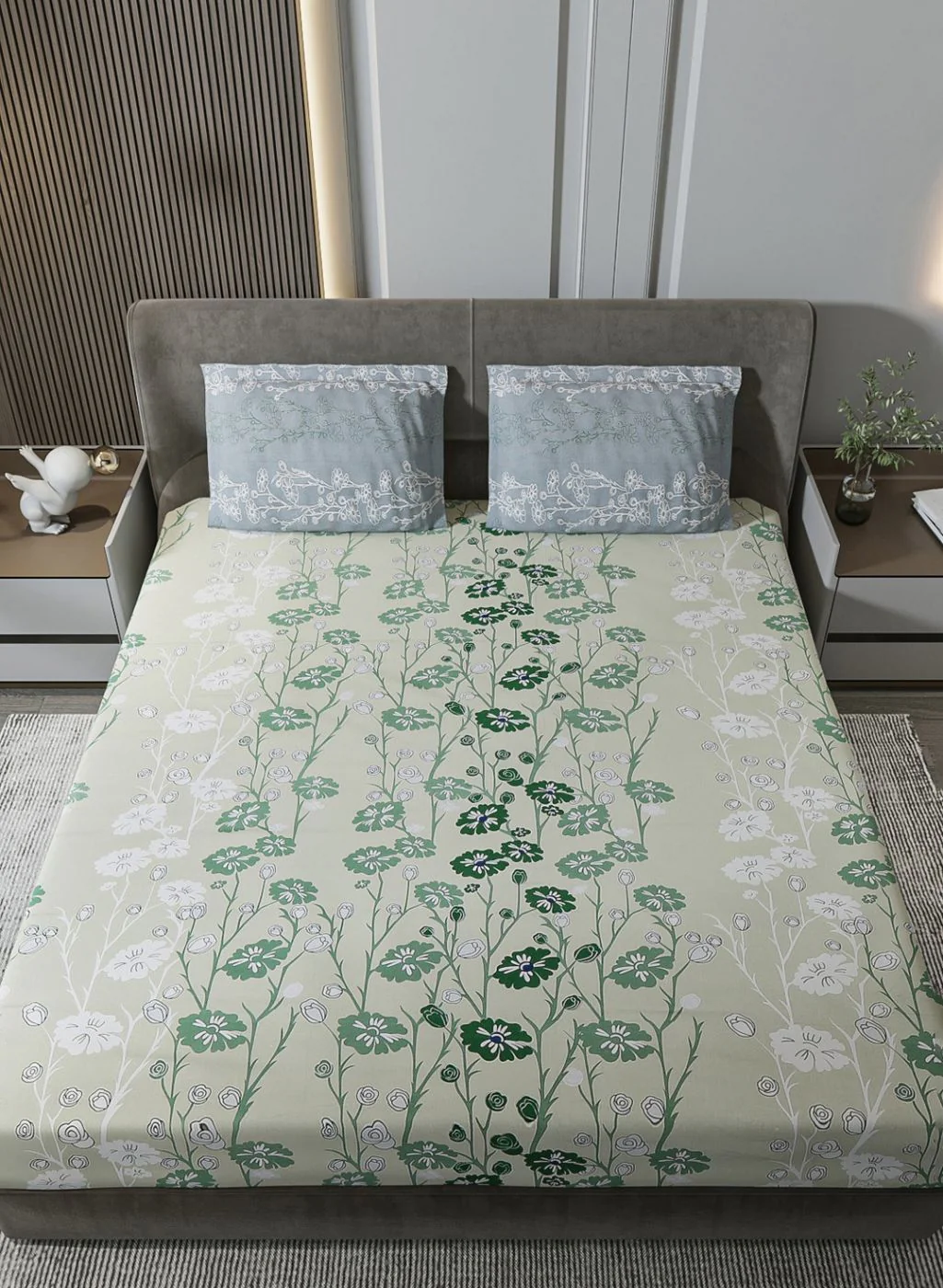 180TC Pure Cotton King Bedsheet with 2 Pillow Covers - Image 3