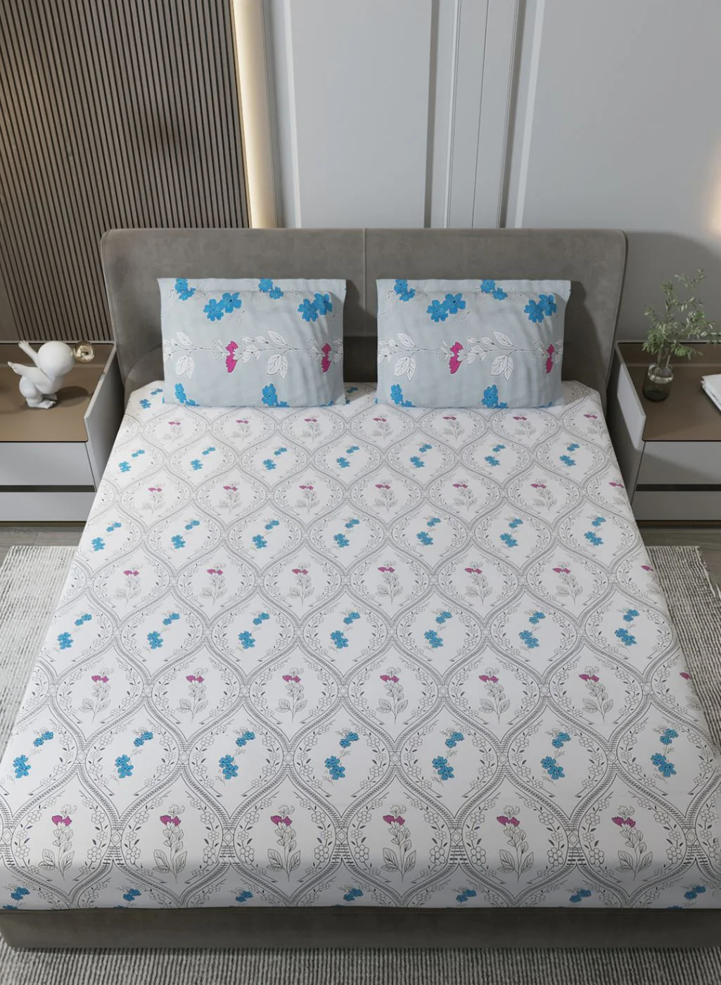 180TC Pure Cotton King Bedsheet with 2 Pillow Covers - Image 3