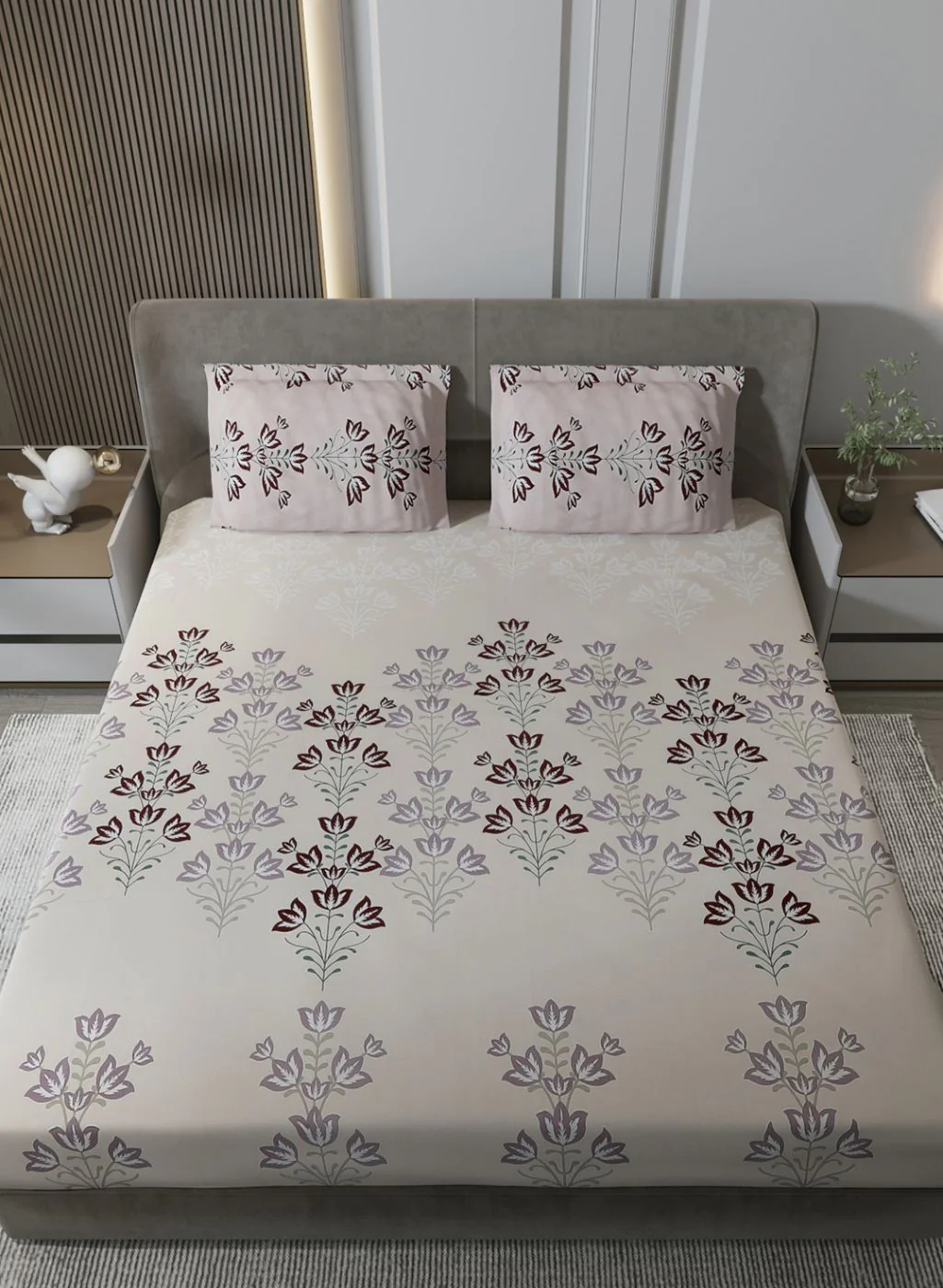 180TC Pure Cotton King Bedsheet with 2 Pillow Covers - Image 3