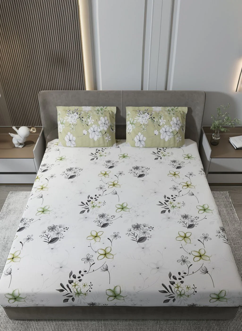 180TC Pure Cotton King Bedsheet with 2 Pillow Covers - Image 3