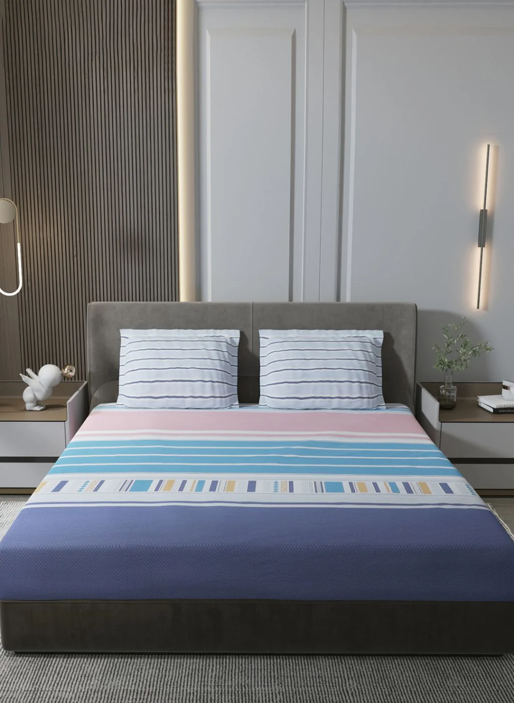 200TC Pure Cotton King Bedsheet with 2 Pillow Covers - Image 2