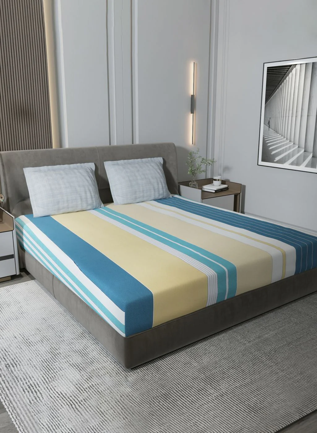 200TC Pure Cotton King Bedsheet with 2 Pillow Covers - Image 2