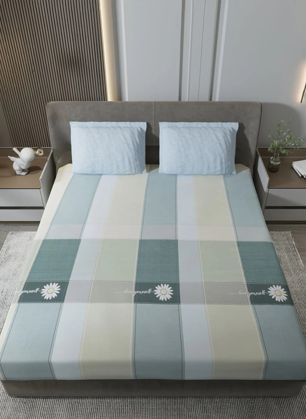 200TC Pure Cotton King Bedsheet with 2 Pillow Covers - Image 3