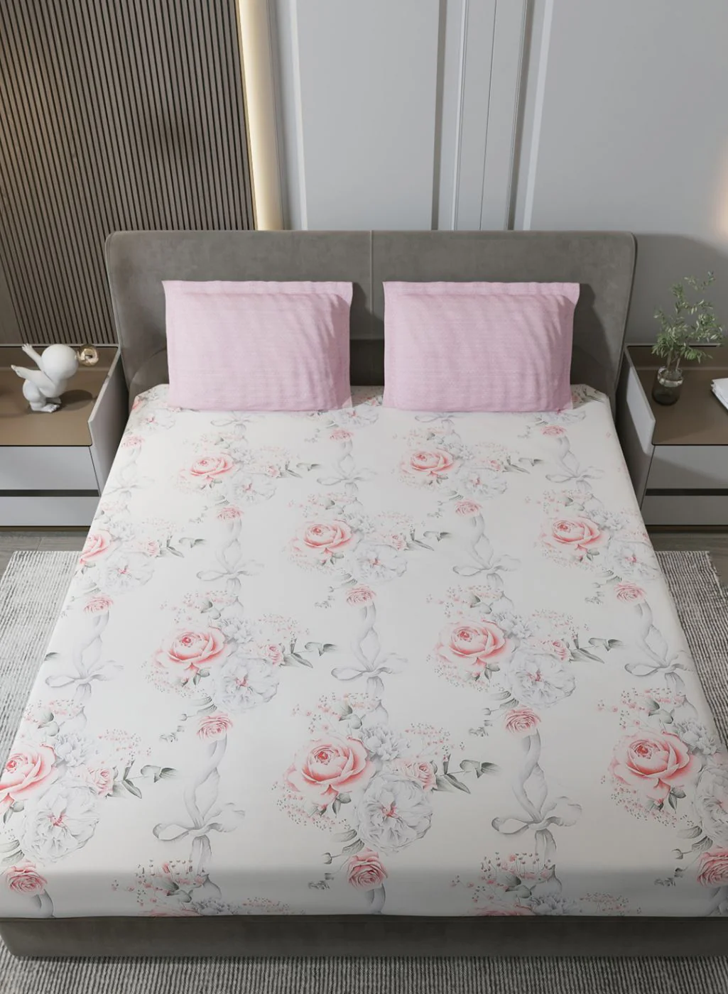 200TC Pure Cotton Queen Bedsheet with 2 Pillow Covers - Image 3